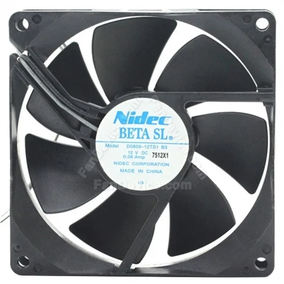 Nidec D0809-12TS1 B3 DC 12V 0.06Amp 2 Wires Axial Cooling Fan