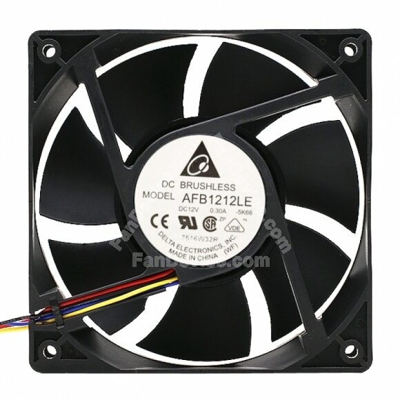 Delta AFB1212LE DC 12V 0.30A 2 Wires / 3 Wires / 4 Wires Axial Cooling Fan