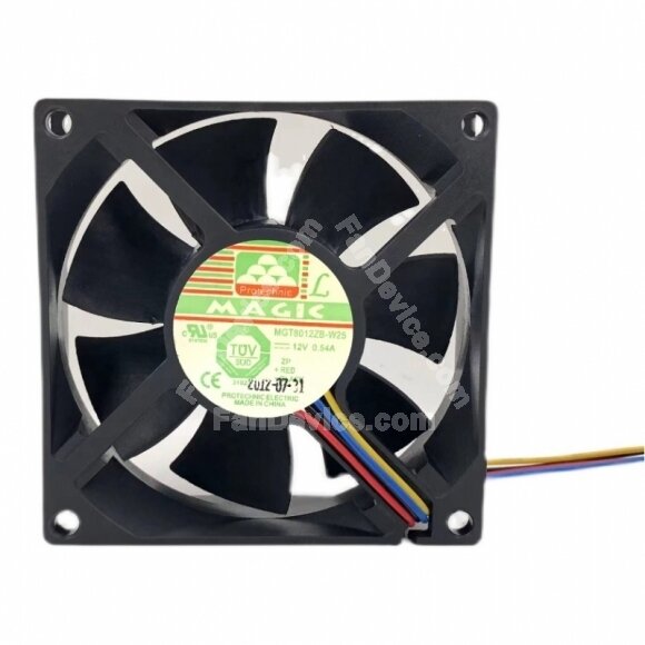 MAGIC MGT8012ZB-W25 DC 12V 0.54A 4 Wires Axial Cooling Fan