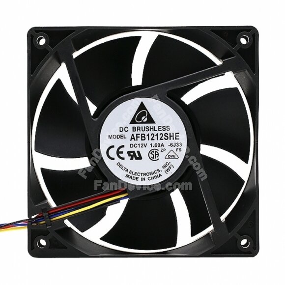 Delta AFB1212SHE DC 12V 1.60A 2 Wires / 3 Wires / 4 Wires Axial Cooling Fan