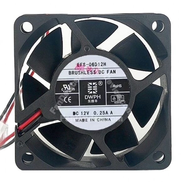 DWPH EFS-06D12H DC 12V 0.25A 6020 Axial Cooling Fan