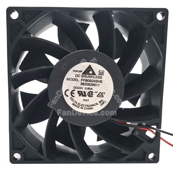 Delta FFB0924SHE DC 24V 0.60A 2 Wires / 3 Wires Axial Cooling Fan