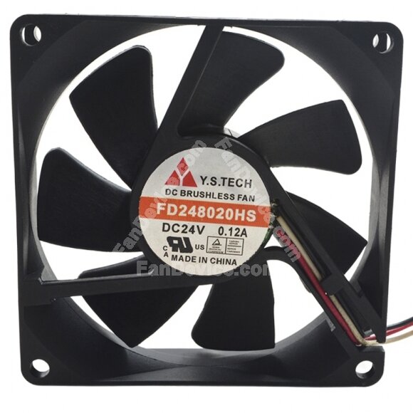Y.S.TECH FD248020HS DC 24V 0.12A 8020 Axial Brushless Cooling Fan