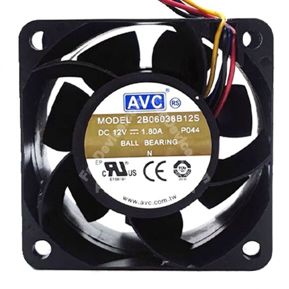 AVC 2B06038B12S DC 12V 1.80A 6038 Axial Ball Bearing Cooling Fan