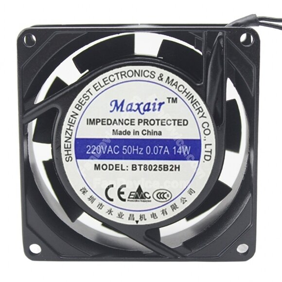 Maxair BT8025B2H AC 220V 0.07A 14W 8025 Axial Cooling Fan