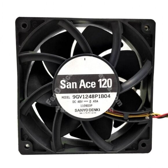 Sanyo Denki 9GV1248P1B04 DC 48V 0.43A 4 Wires Axial Cooling Fan