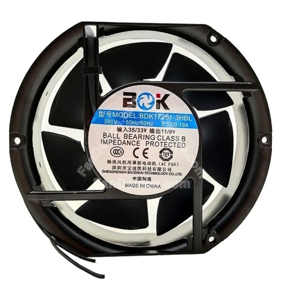BOK BDK17251-3HBL AC 380V 0.17/0.19A Ball Bearing Impedance Protected Axial Cooling Fan