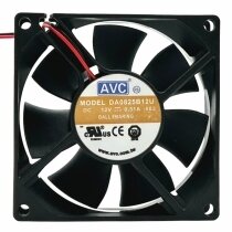 AVC DA0825B12U DC 12V 0.51A 2 Wires Ball Bearing Axial Cooling Fan
