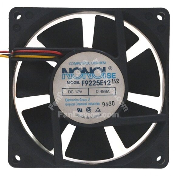 NONOISE F9225E12B2 DC 12V 0.498A 2 Wires / 3 Wires Axial Cooling Fan