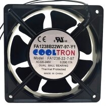 COOLTRON FA1238B22W7-97-Y1 AC 220-240V 0.20/0.17A Dual Ball Bearing Axial Cooling Fan