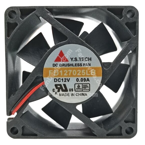 Y.S.TECH FD127025LB DC 12V 0.09A 2 Wires Brushless Axial Cooling Fan