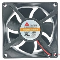 Y.S.TECH FD248025MB-N DC 24V 0.08A 2 Wires Brushless Axial Cooling Fan