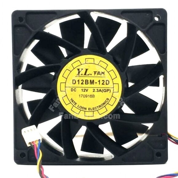 Yate Loon Y.L.FAN D12BM-12D DC 12V 2.3A 4 Wires Axial Cooling Fan