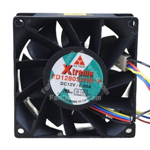 Y.S.TECH Xtreme FD128032HB-P DC 12V 0.80A 2 Wires / 3 Wires / 4 Wires Axial Cooling Fan