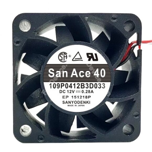 Sanyo Denki San Ace 40 109P0412B3D033 DC 12V 0.28A 2 Wires / 3 Wires Axial Cooling Fan