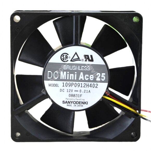 Sanyo Denki DC Mini Ace 25 109P0912H402 DC 12V 0.21A 2 Wires / 3 Wires Axial Cooling Fan