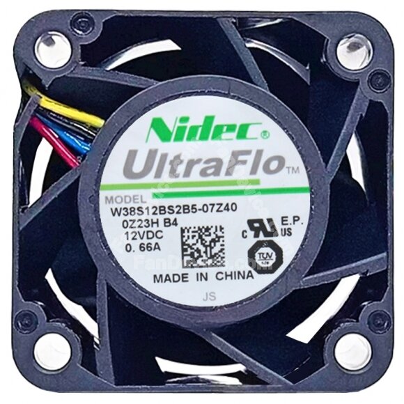 Nidec UltraFlo W38S12BS2B5-07Z40 DC 12V 0.66A 4 Wires PWM Axial Fan