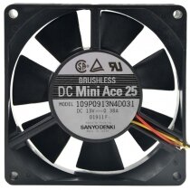 Sanyo Denki 109P0913N4D031 13V 0.38A 2 / 3 Wires DC Brushless Axial Fan