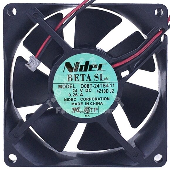 Nidec D08T-24TS4 11 DC 24V 0.26A 2 Wires 8025 Axial Cooling Fan