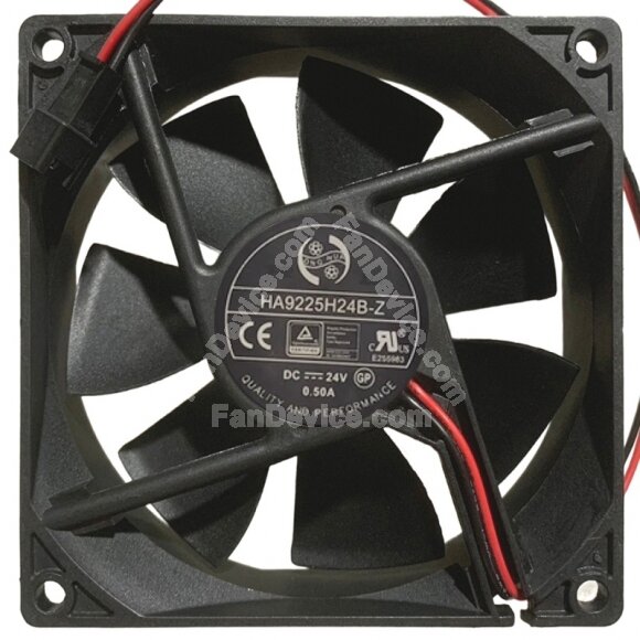 ONG HUA HA9225H24B-Z DC 24V 0.50A 2 Wires Axial Cooling Fan