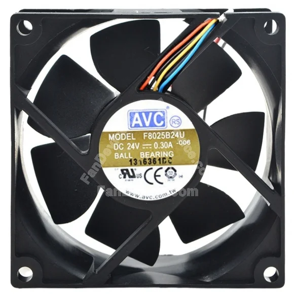 AVC F8025B24U 24V 0.30A 4 Wires Ball Bearing Axial Fan