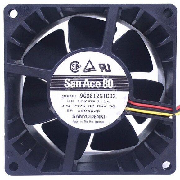Sanyo 9G0812G1D03 12V 1.1A 3 Wires Axial Cooling Fan