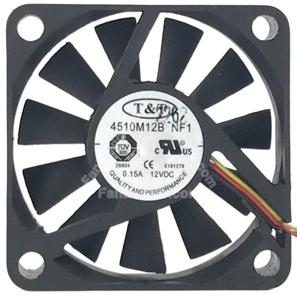 T&T 4510M12B NF1 12V 0.15A 2 / 3 Wires Axial Cooling Fan