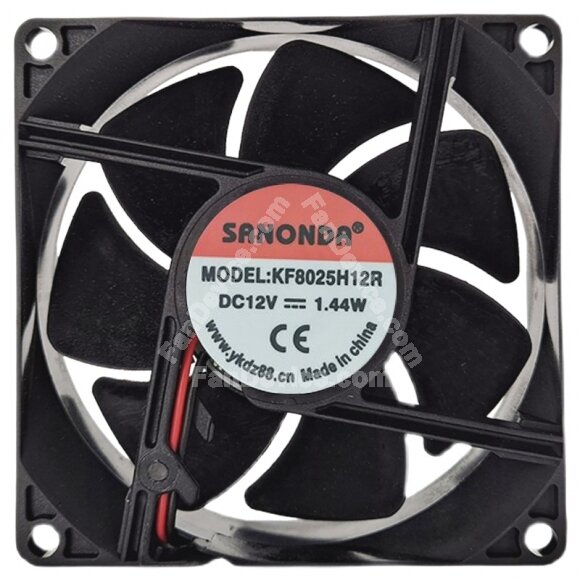 SANONDA KF8025H12R 12V 1.44W 2 Wires Axial Cooling Fan