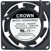 CROWN IGE08025B2H 230V 13W/11W Ball Bearing Cooling Fan