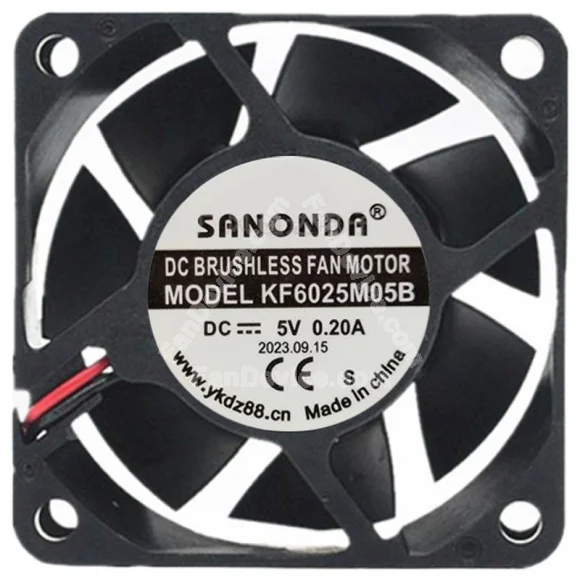 SANONDA KF6025M05B 5V 0.20A 2 Wires Axial Cooling Fan