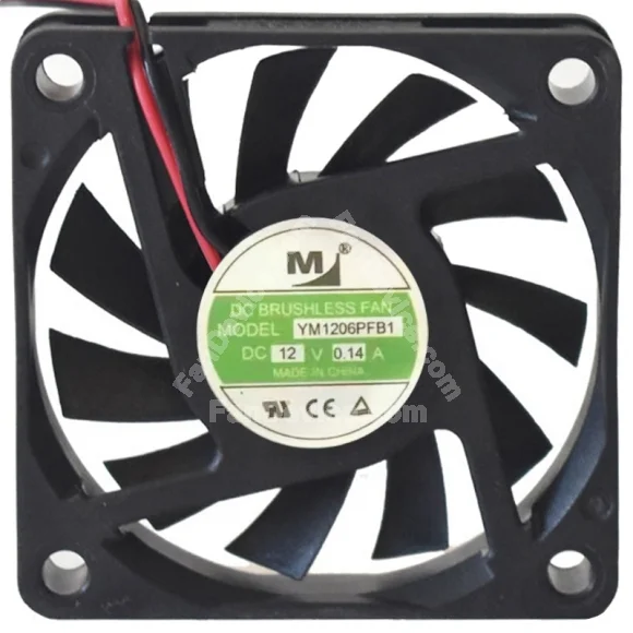 YM YM1206PFB1 12V 0.14A 2 Wires Axial Cooling Fan