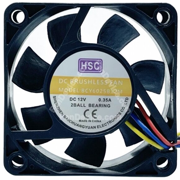 HSC BCY6025B12M 12V 0.35A 2 / 3 Wires Axial Cooling Fan