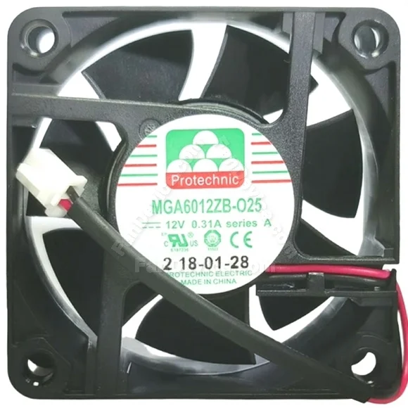 Protechnic MGA6012ZB-O25 DC 12V 0.31A 2 Wires Axial Cooling Fan