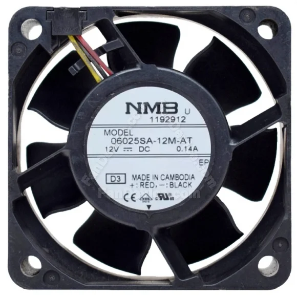 NMB 06025SA-12M-AT DC 12V 0.14A 3 Wires Axial Cooling Fan
