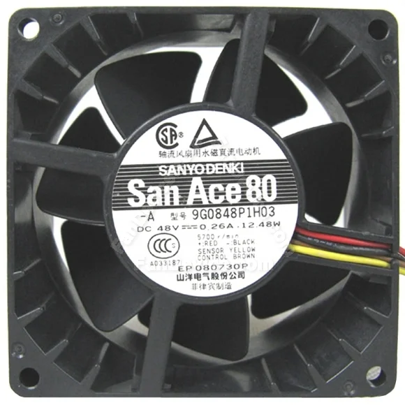 Sanyo 9G0848P1H03 DC 48V 0.26A 12.48W 4 Wires Axial Cooling Fan