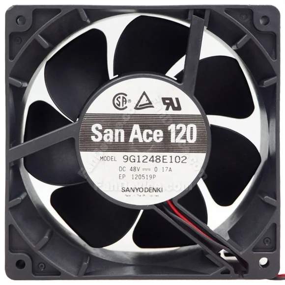 Sanyo 9G1248E102 DC 48V 0.17A 2 Wires Axial Cooling Fan