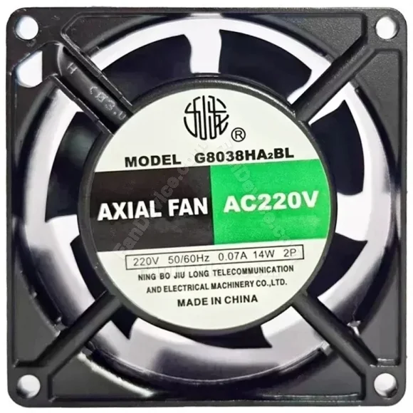 JIULONG G8038HA2BL AC 220V 0.07A 14W 2 Wires Axial Cooling Fan