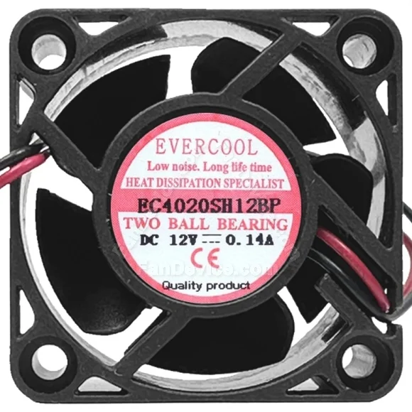 EVERCOOL EC4020SH12BP 12V 0.14A 2 Wires Ball Bearing Cooling Fan
