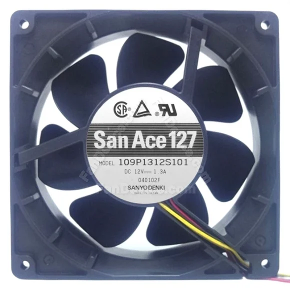 Sanyo 109P1312S101 DC 12V 1.3A 3 Wires Axial Cooling Fan