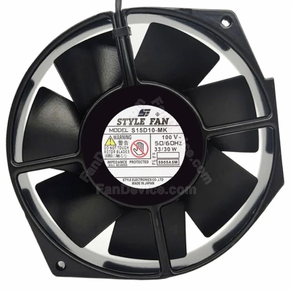 STYLE FAN S15D10-MK 100V 33/30W Impedance Protected Ball Bearing Cooling Fan