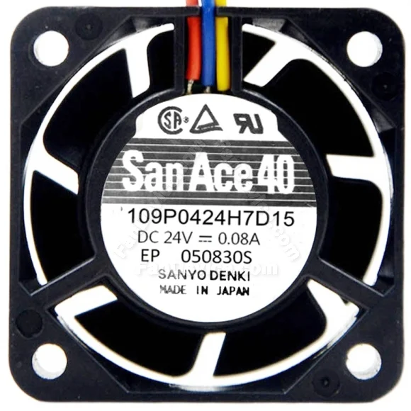 Sanyo 109P0424H7D15 DC 24V 0.08A 3 Wires Axial Cooling Fan