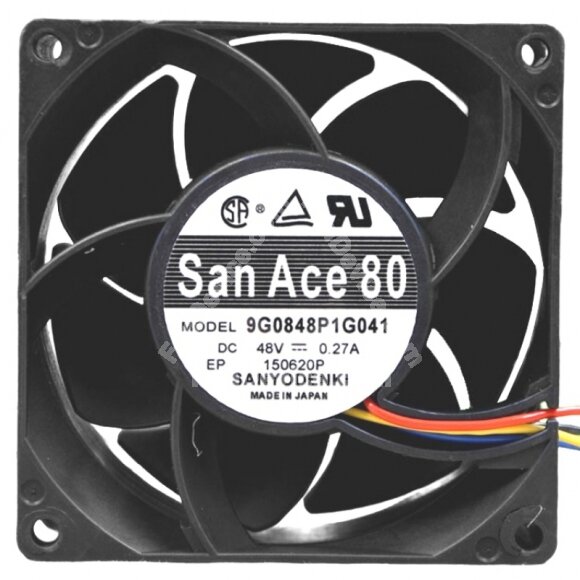Sanyo Denki 9G0848P1G041 DC 48V 0.27A 2 Wires / 3 Wires / 4 Wires Axial Cooling Fan