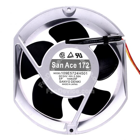 Sanyo Denki 109E5724H501 DC 24V 0.58A 2 Wires Axial Cooling Fan