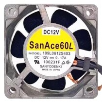 Sanyo Denki 109L0612S403 DC 12V 0.17A 2 Wires Axial Cooling Fan