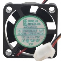 YOUNG LIN DFB251012M DC 12V 0.8W 2 Wires Brushless Axial Cooling Fan