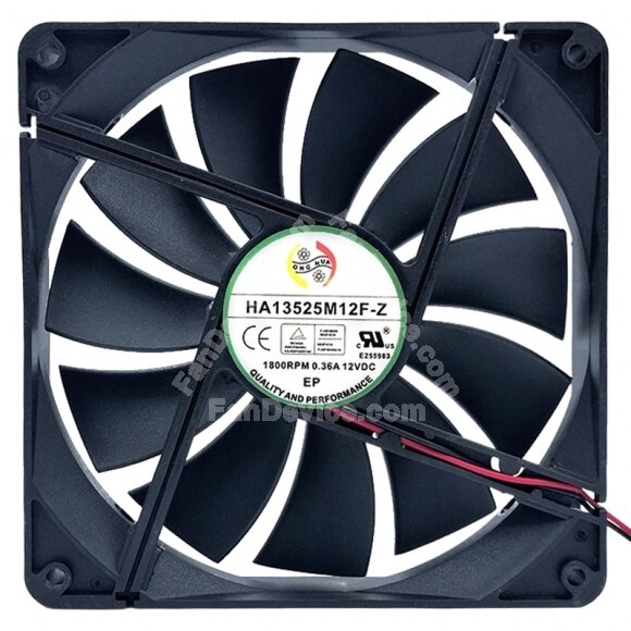 ONG HUA HA13525M12F-Z DC 12V 0.36A 2 Wires 1800RPM Axial Cooling Fan