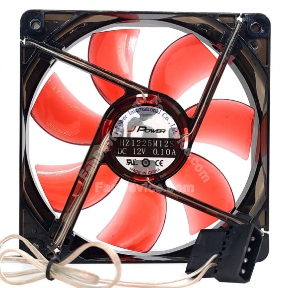 JPOWER HZ1225M12S DC 12V 0.10A 2 Wires Axial Cooling Fan