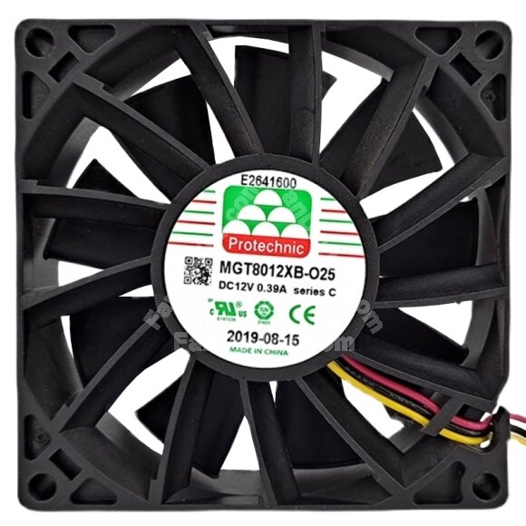 Protechnic MGT8012XB-O25 DC 12V 0.39A 3 Wires Axial Cooling Fan