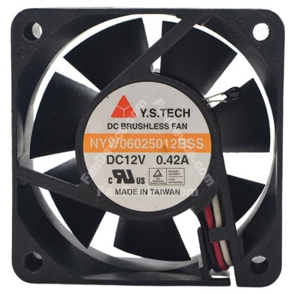 Y.S.TECH NYW06025012BSS DC 12V 0.42A Brushless Axial Cooling Fan