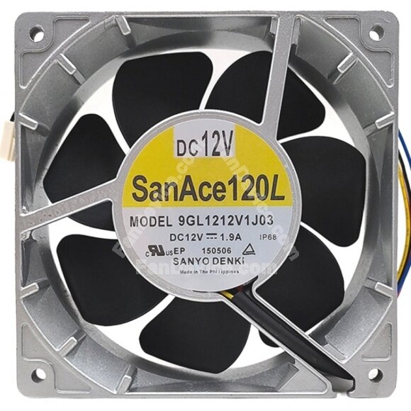 Sanyo Denki 9GL1212V1J03 DC 12V 1.9A IP68 Waterproof Axial Cooling Fan